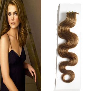 100G Tape Kleefstof Menselijk Haarverlenging 40pcs / Set Remy Tape Hair Extensions Dubbelzijdige Body Golvende Huid inslag Hair Extensions