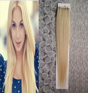 100 g tape in menselijke haarextensies rechte machine remy haar op lijmen onzichtbare tape pu skin inslag 613 blonde9250947