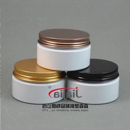 Pot en plastique blanc de 100g, couleur lait, emballage cosmétique vide en PET, pot en PET blanc de 100ml avec capuchon, vis en aluminium noir/bronze/or Pmtov