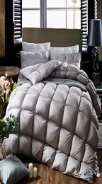 100goose Down White Grey Couperte-lindage Set King Queen Lit Fell Size Lit Coupercet Littpread Duvet Throket Blanket Edredon Colcha LJ5587401