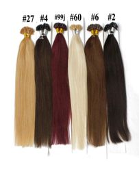 100gpack u Tip Hair Extension Nail Prébond Fusion Right Cheveux 100Strandspack Kératine Stick Brésilien Human Hair 18 10 8 9342332