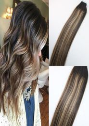 100gram Gekleurde 2327 Blonde Hoogtepunt Ombre Haar Balayage Huid Inslag Naadloze Braziliaanse Virgin Hair Extensions Tape in Haar Exte9515738