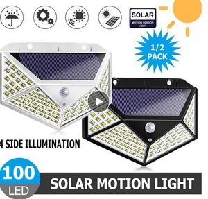 100LED applique murale solaire cour quatre côtés lumière solaire lumineuse corps humain induction étanche lumière extérieure COB lumières lumineuses