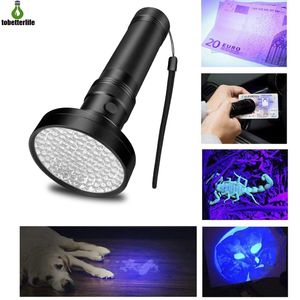 Linterna UV 100LED 395-400nm Detección ultravioleta de seguridad Lámpara de antorcha LED Detector de dinero con luz violeta