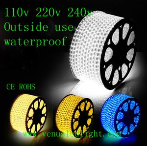 100m LED Strip Licht 60LED Flexibel 110V / 220V Waterdichte SMD 3528 5050 Chiristmas LED Touw Licht Outdoor LED Licht Kerstmis Decoreren