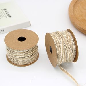 100M/lot Jute Burlap Rolls Hessian Ribbon With Lace Vintage Rustic Wedding Decoration Party DIY Crafts Christmas Gift Packaging