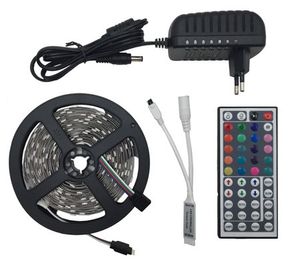 100m niet-waterdichte SMD 5050 RGB LED Strip Licht 30LEDS / M 5M Flexibele TIRAS LED-tape + 44Key Remote Controller + DC 12V Power Adapter