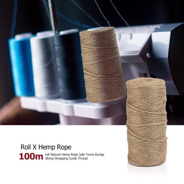 100m/rollo de suministros de costura de bricolaje Conjunto de línea de bordado accesorios de máquina Herramientas de costura para el hogar Cerro de cáñamo