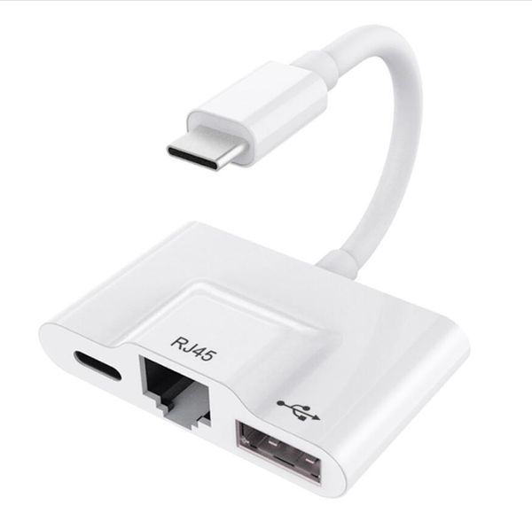 Adaptateur réseau Ethernet USBC 100Mbps Type C vers RJ45 PD convertisseur de carte réseau sans fil d'interface d'alimentation