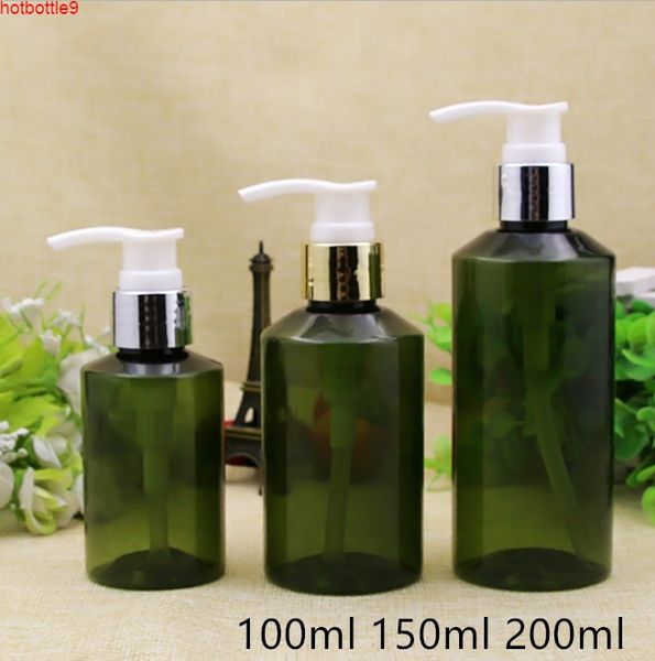 Envío gratis 100ml 150ml 200ml Vacío Verde Bomba de plástico Botella de embalaje Grado superior Newstyle Envases cosméticos Retailhigh qualtity