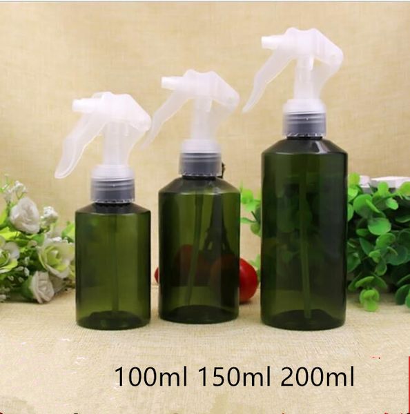 Envío Gratis, 100ml, 150ml, 200ml, botella de embalaje de aerosol de plástico verde vacía, envases cosméticos originales recargables