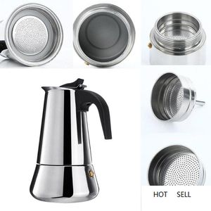 Cafetière expresso Portable de 100ml/200ml/300ml/450ml, Pot Moka en acier inoxydable, cuisinière à Latte, cafetière, bouilloire pour Pro Barista