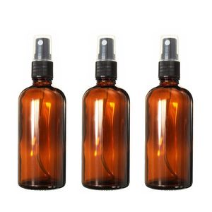 Distributeur de parfum de bouteilles de vaporisateur en verre ambré de 100 ml avec le capuchon anti-poussière de pulvérisateur de brouillard fin pour l'aromathérapie d'huiles essentielles