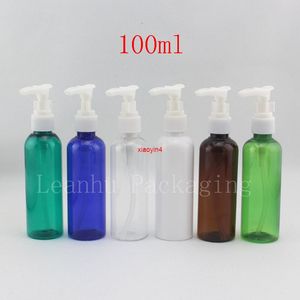 Botella de loción cosmética con forma de color hermoso de 100 ml para el cuidado personal familiar con envase de plástico de bomba blanca, embalaje de maquillaje, buen paquete