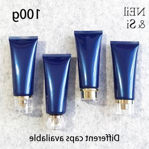 100 ml bleu vide en plastique cosmétique conteneur 100 g lotion pour le visage presser tube crème pour les mains correcteur bouteille de voyage livraison gratuite Soljs