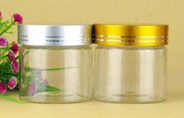 100ml lege Clear Cream Cosmetische Jar Pet Conatiner Silver Gold Aluminium Lid Snelle Verzending