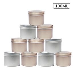 100 ML or argent vide étain pot en aluminium bougie pots avec couvercle en métal crème pots cadeau emballage bouteille de stockage conteneur