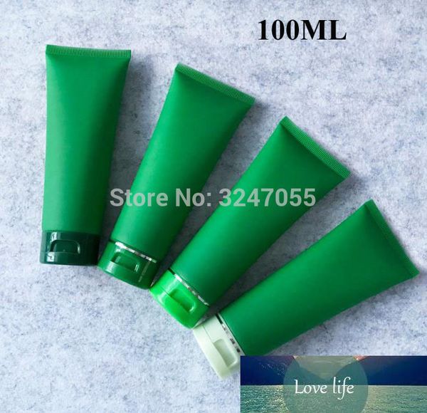 Tube souple rechargeable de nettoyant pour le visage en plastique cosmétique vert mat de 100ML, Tubes souples de tuyau cosmétique de stockage de crème pour les mains de voyage de bricolage