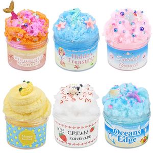 100 ML Océan Dessin Animé DIY Pâte À Modeler Arc-En-Ciel Brossé Coton Nuage Slime Moelleux Boue Soulagement Du Stress Enfants Apprentissage Jouet Éducatif Pâte À Modeler Kit Enfant Jouets 0579