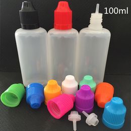 100 ml PE jugo líquido Plástico Botella cuentagotas larga LDPE Aguja vacía Botellas de aceite frasco Contenedor de almacenamiento con tapa colorida a prueba de niños