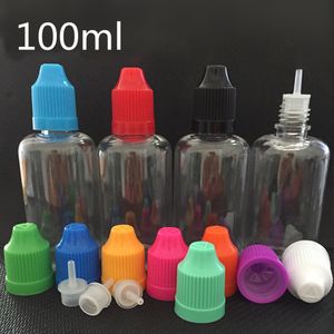 100 ml PET-sap vloeibare plastic druppelflesje Lege naald Olieflessen pot Container opslag met kleurrijke kindveilige dop