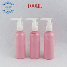 100 ml rosa Plastikflasche mit Bajonettpumpe, 100 CC Shampoo/Lotion-Verpackung, leerer Kosmetikbehälter (50 Stück/Lot), gute Verpackung