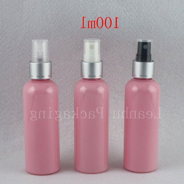 100 ml x 50 unid rosa vacío aluminio bomba de pulverización botellas de perfume 100 cc lujo inodoro agua niebla rociador contenedor embalaje cosmético kdbae