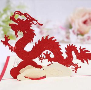 100mm * 150mm 3D Chinois Dragon Meilleurs Voeux Heureux Cartes De Voeux Carte De Noël Nouvel An Carte De Voeux DIY Cadeau