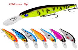 100 mm 9 g Minnow Hook hard aas kunstaas 6 dreggen 8 kleuren gemengd plastic vistuig 8 stuks veel WHB243300349