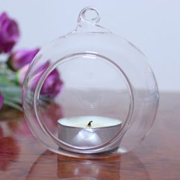 100 mm romantische hangende teaight houder Glass Globes Terrarium bruiloft kandelaar kandelaar vaas Home Hotel Bar Decoratie