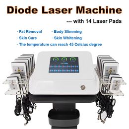 Machine de mise en forme de graisse laser 100 MW 650 NM Lipo Laser éclaircissant la peau blanchissant la perte de poids corps entier amincissant l'instrument de beauté avec 14 tampons laser