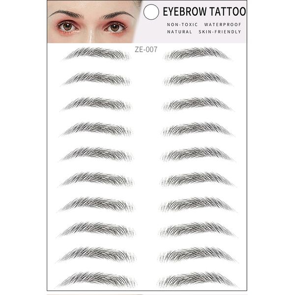 100 paires 10Styles 6D sourcils ressemblant à des cheveux maquillage imperméable durable sourcil tatouage autocollant à base d'eau sourcils autocollants faux sourcils cosmétiques