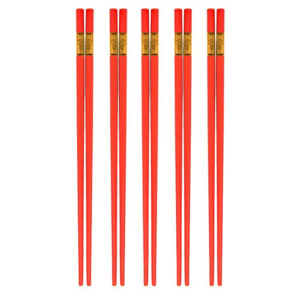 100 paires de baguettes rouges en alliage chinoises longues antidérapantes Sushi Hashi Chop Sticks Set Faveurs de mariage et cadeaux Vaisselle SN3794