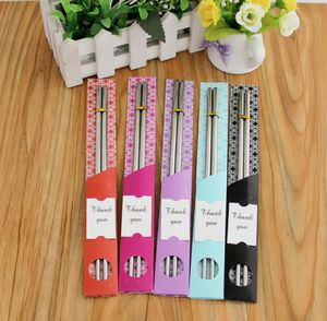 100pairslot 200pcs East rencontre West Copsticks en acier inoxydable Chinois Style Wed Wedding Function Favors Gifts Express4561987