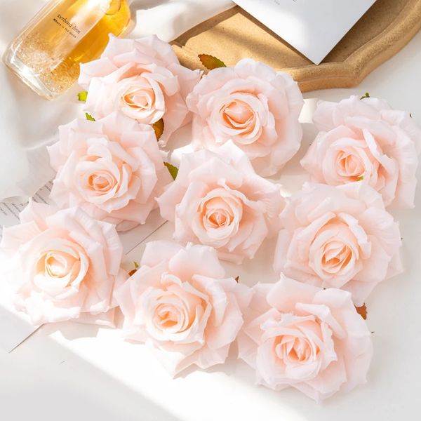 100pc 10 cm Flores artificiales al por mayor para álbum de recortes Decoración del hogar del hogar Arch Rose Arch Rose Silk Candin Cander 240415