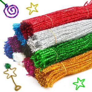 100 -st Creative Flash Chenille STEM PIPE Cleaner Kinderspeelgoed Diy Kindergarten Handgemaakte materialen Crafts