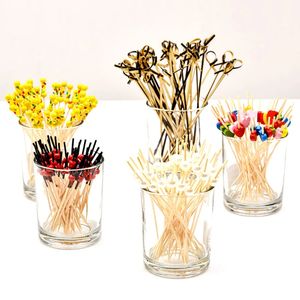 100pc Bamboo Disposable Fourk Party Buffet Fruit Fork Party Stick Cocktail Cocktail Cocktail Cocktail Sandwich Fork Vide