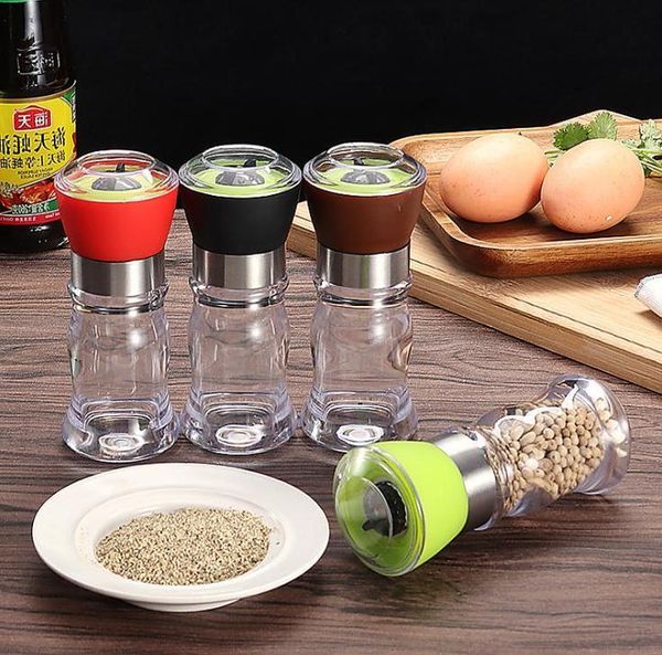 100pc Hot Creative Molino de acero inoxidable Pimienta de sal DIY Botella Manual Grinder Vidrio Cocina Herramienta Pimienta Grinder Botella al Por Mayor