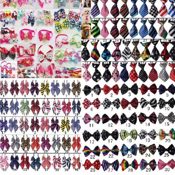 100 pc/lot chien vêtements Pet chiot cravate noeuds papillon chat cravates fournitures de toilettage pour petit moyen 4 modèle LY05