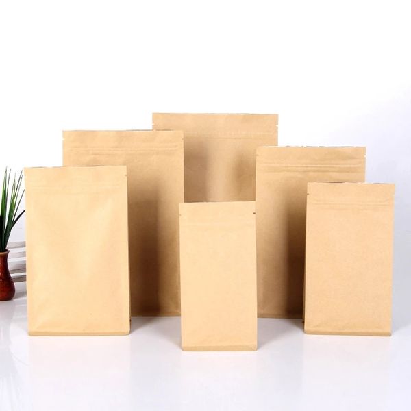 Sac en papier Skraft pour cartes cadeaux, 100 pièces, sac à fenêtre avec fermeture éclair, emballage cadeau pour biscuits, fruits et noix, auto-scellant, peut tenir debout, scellage des aliments W3