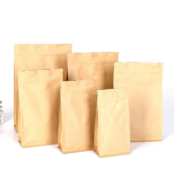 Bolsa para tarjetas de regalo de papel Skraft de 100 piezas, bolsa con cremallera para ventana, bolsa para regalo de galletas, frutos secos, autosellado, lata de pie, sellado de alimentos W1