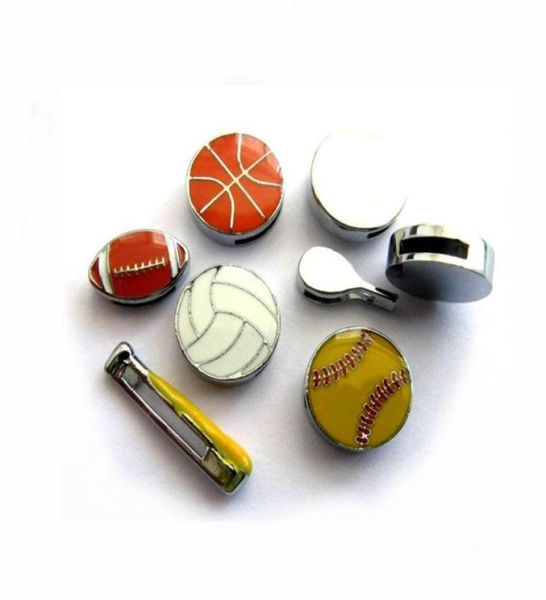 100pClot 8 mm de béisbol fútbol deportivo tobogán encanto de bricolaje hallazgos de joyas apto para pulsera de cuero de pulsera de 8 mm como regalo3976844