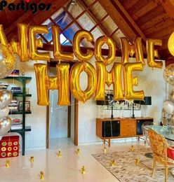 100PCPACKAGE 1SET 16inch Rose Gold Bienvenue Home Letter Balloons en feuille Bienvenue à Home Event Party Suptiles Air Bal33012648 Bal33012648