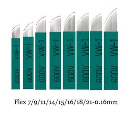 100Pcs 0 16mm Groene Nano LAMINA MICRO 12 15 FLEX CHANFRADA Microblading Naalden Voor Tebori Microblading Permannet handmatige Pen 21032271n