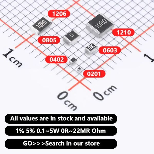 100pcs 1% 1206 RESISTOR SMD 0R ~ 10M 1 / 4W OHM 10R 1K 1M 100R 10K 100K 4.7K 120K 2K 1R 22R 20R 0,1R 300R 180R 20K 200K 33R 2R