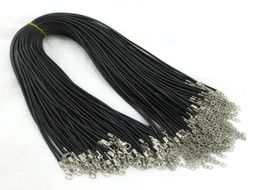 100 stcs 1,5 mm zwarte wax lederen kettingen armbanden kabel snoer touwtouwdraad 45 cm+5 cm extender armband chainlobster clasp diy8946320