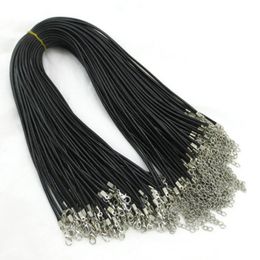 100pcs 1 5 mm Chiffre de cire de cire de cire noire Bracelets Bracelets Cordon de corde de corde de corde de corde 45 cm 5cm