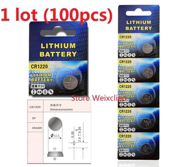 100pcs 1 lot CR1220 3V Lithium li ion bouton Cellule Batterie CR 1220 3 Volt Liion Coin Batteries 3460483