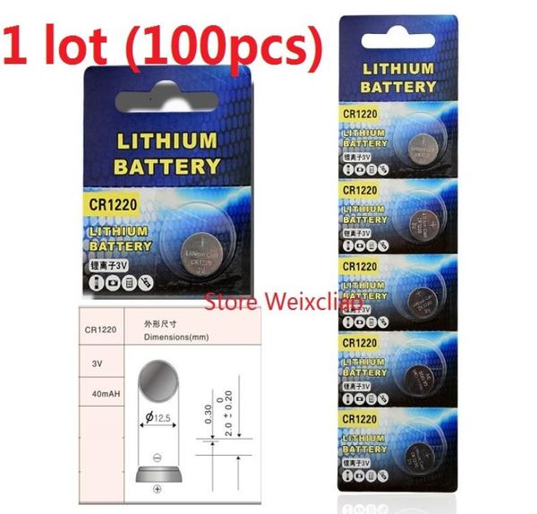 100pcs 1 lot CR1220 3V Lithium li ion bouton Cellule Batterie CR 1220 Batteries de pièces de pièces Liion 3 Volt 4263910