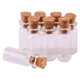 100 stks 10 24 5mm 0 8 ml Mini Transparante Glazen Flessen Kleine Potten Flesjes Met Kurk DIY Craft237h